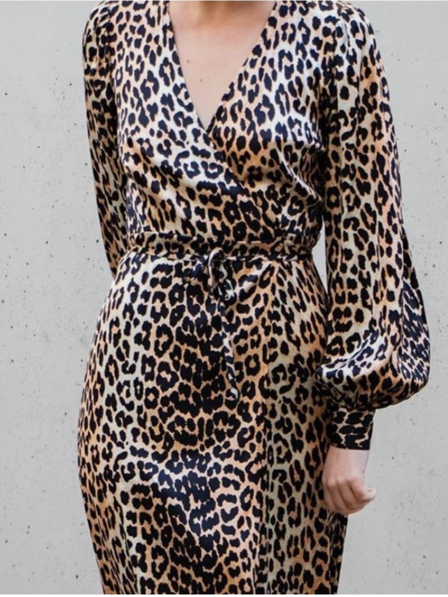 Nwt Ganni Leopard Print Silk Maxi Dress